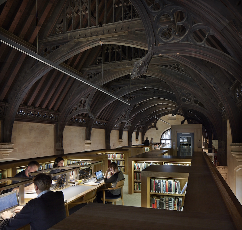 A study area in the Magdalen College library
