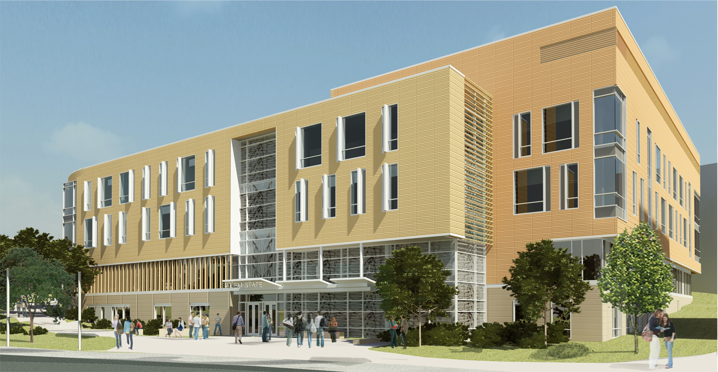 A rendering of the new 122,000-sf Library & Learning Commons at Salem State Univ