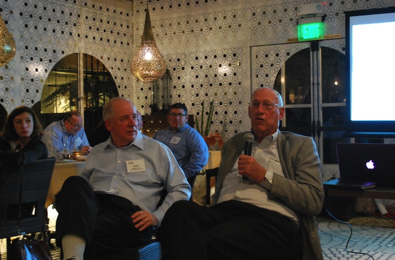 Gensler founder Arthur Gensler (right) talked with BD+C Editorial Director Rober