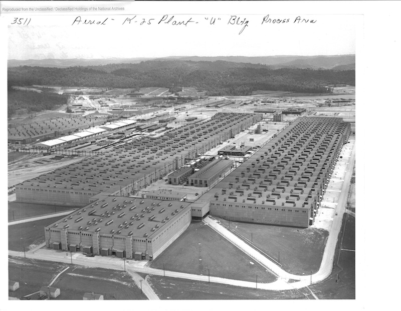 Aerial view of the K-25 plant, Oak Ridge, ca. 1945. 