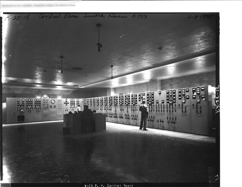 Control Room at the K-25 plant, Oak Ridge, 1945.