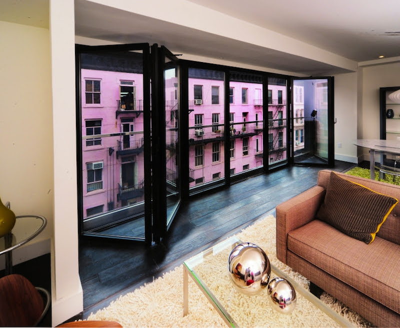 The interior of a 60 Orchard Street condo with a NanaWall