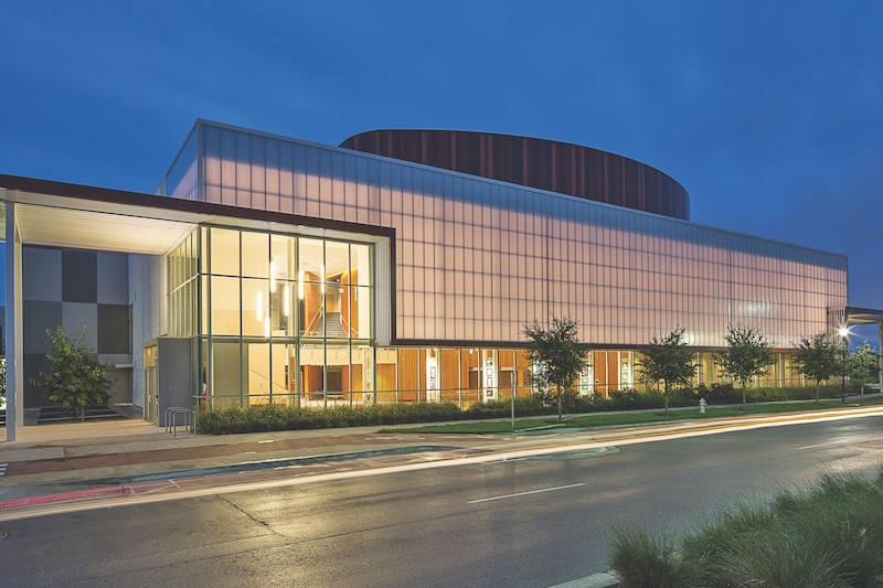 The exterior of the Austin Independent School District Performing Arts Center