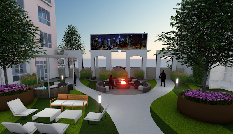 Outdoor court yard space included in CBA Detroit