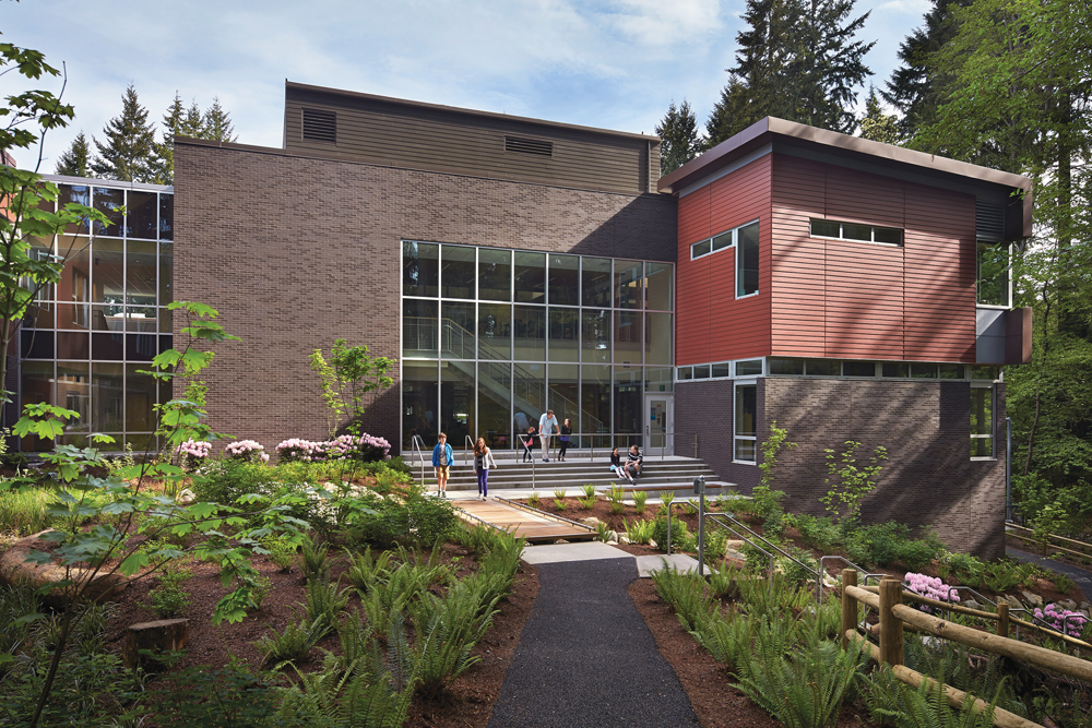 Cherry Crest Elementary, Bellevue, Wash., is integrated with the landscape to cr