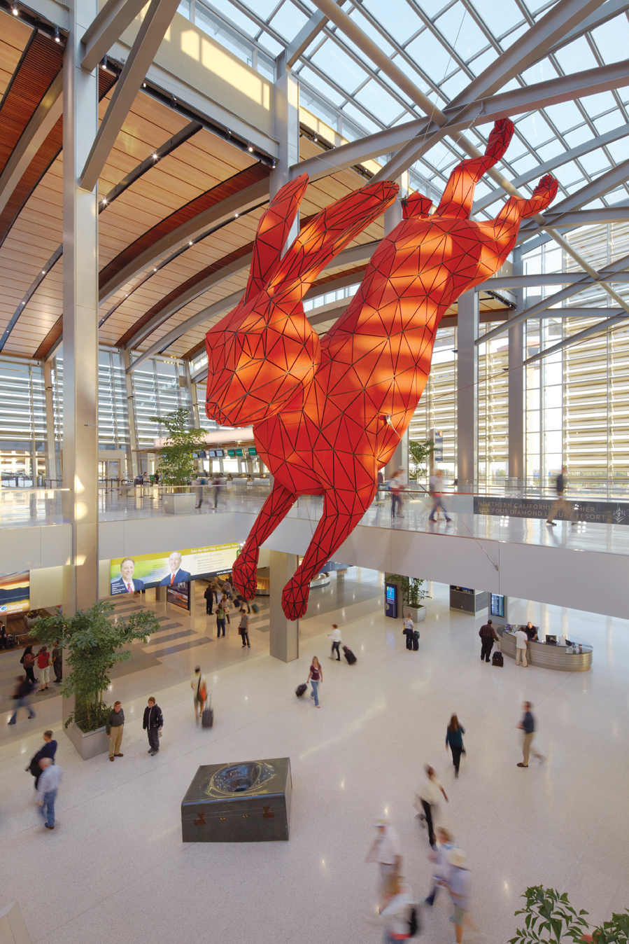 Leap, by artist Lawrence Argent, at Sacramento International Airport. A key co