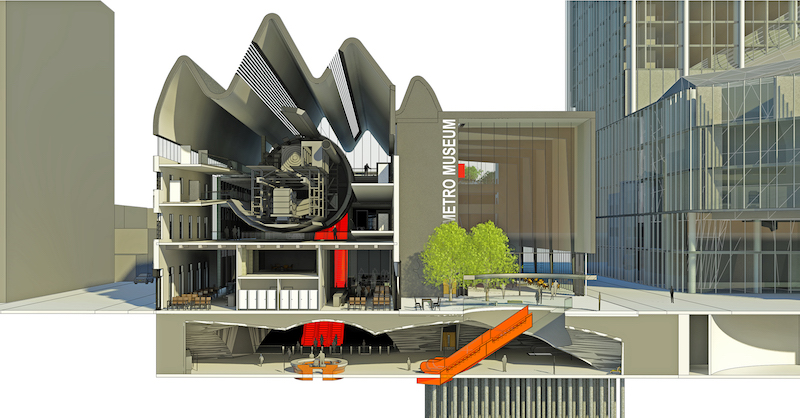 A cross section of the new metro museum