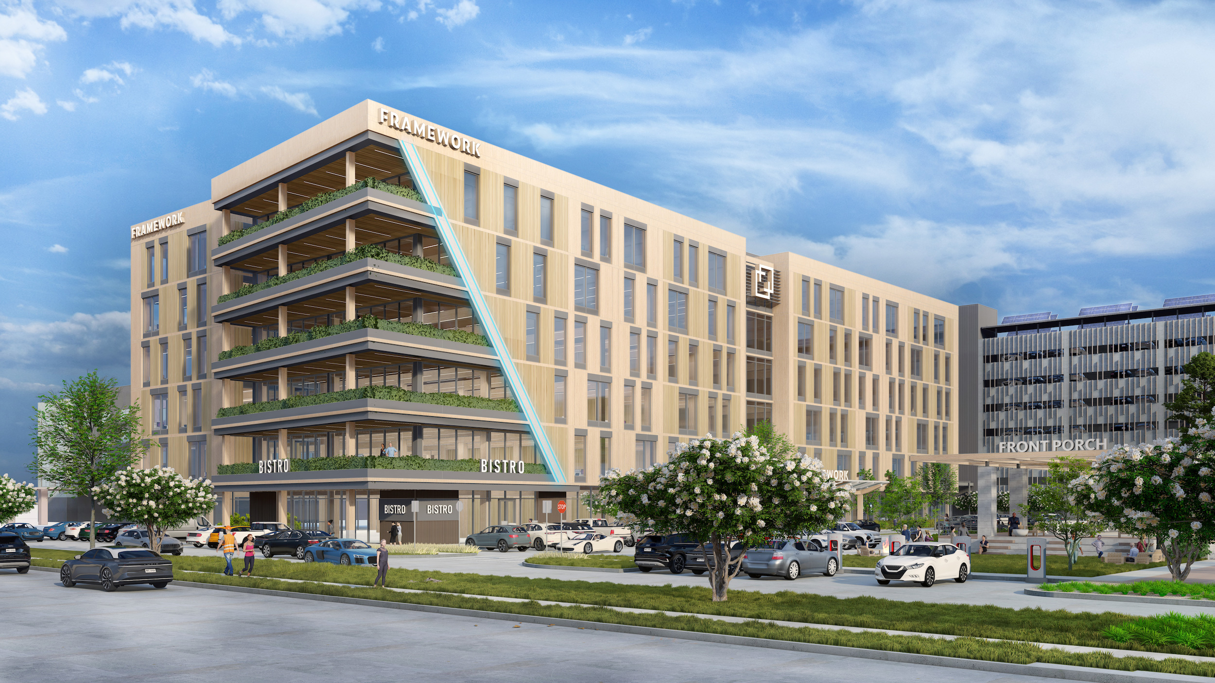 Gensler-designed Framework @ Block 10 building will be Houston’s first mass timber commercial office building. Courtesy of Hicks Ventures