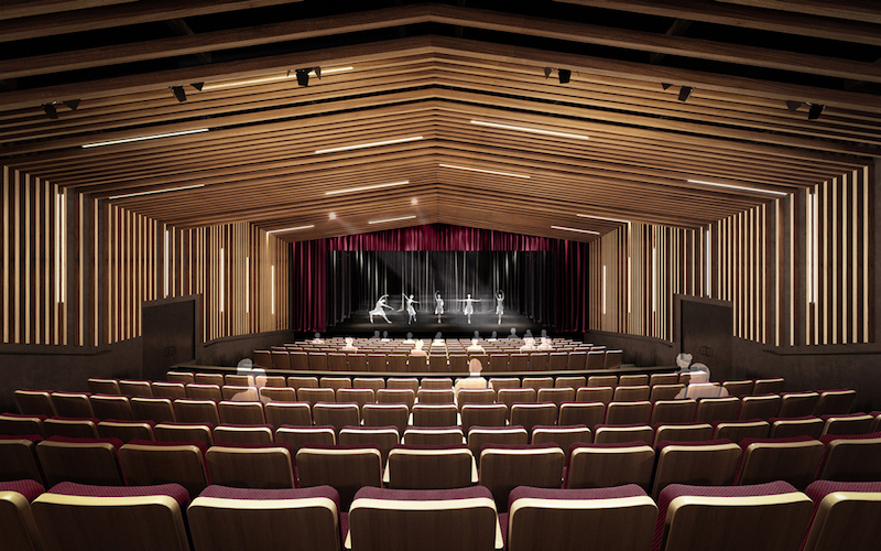 The 300 seat theater in the Glorya Kaufman Performing Arts Center