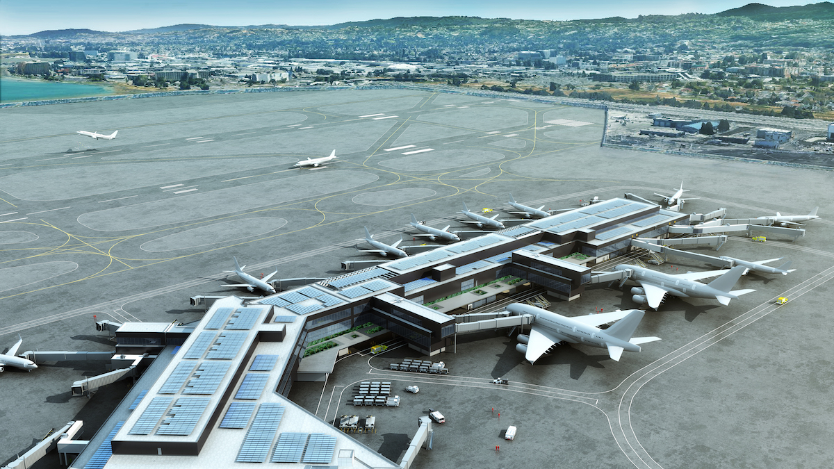 2019 Airport Terminal Giants Report The first nine gates of Boarding Area B at San Francisco International Airport’s $2.4 billion Harvey Milk Terminal 1 renovation opened in July. Renderings: HKS 