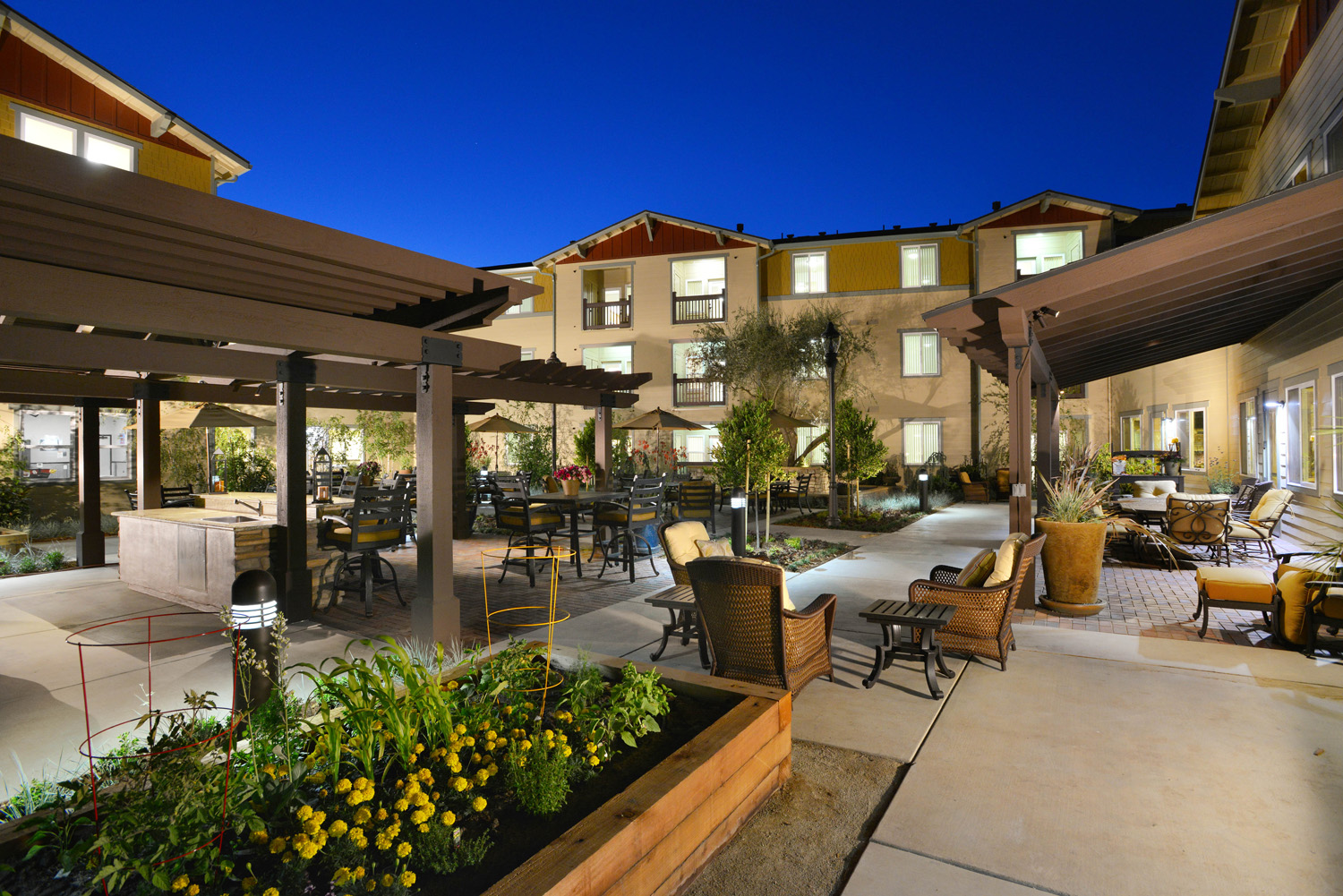Outdoor amenities include a patio area with a BBQ center, relaxing fountain and 