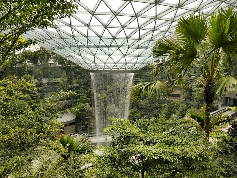 The Rain Vortex indoor waterfall in the Jewel 