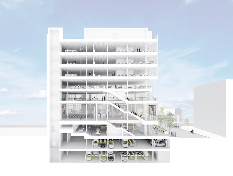 A rendering of the four-story Center for Community & Entrepreneurship in New York.