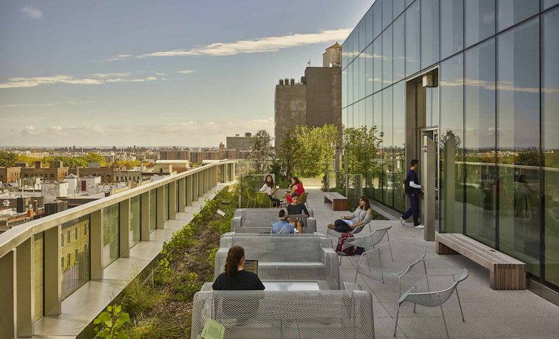 The rooftop terrace at the new Columbia University School of Nursing