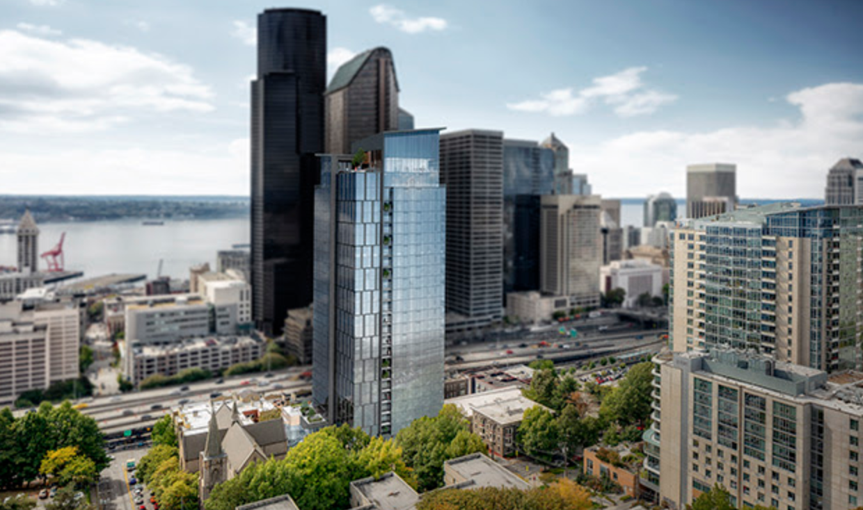 SCB’s first project in Seattle is a contemporary 27-story condominium tower at 615 Eighth Avenue on First Hill. 