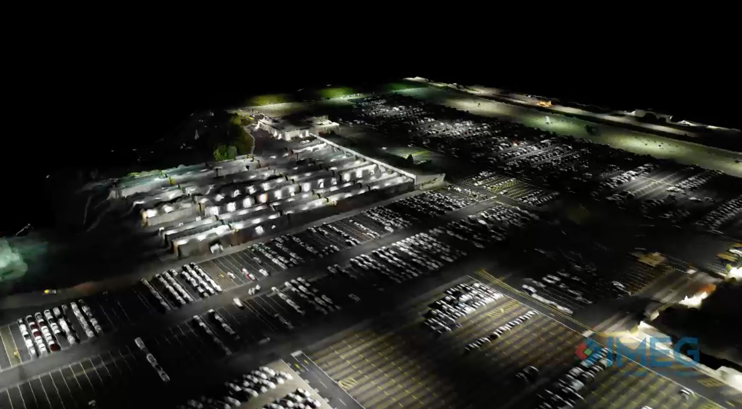 Drone software photo of site at night