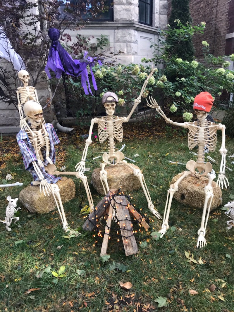 Skeleton firepit, Chicago 2020 Halloween