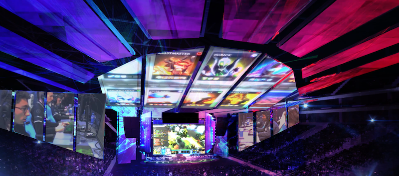 The main stage ceiling set up