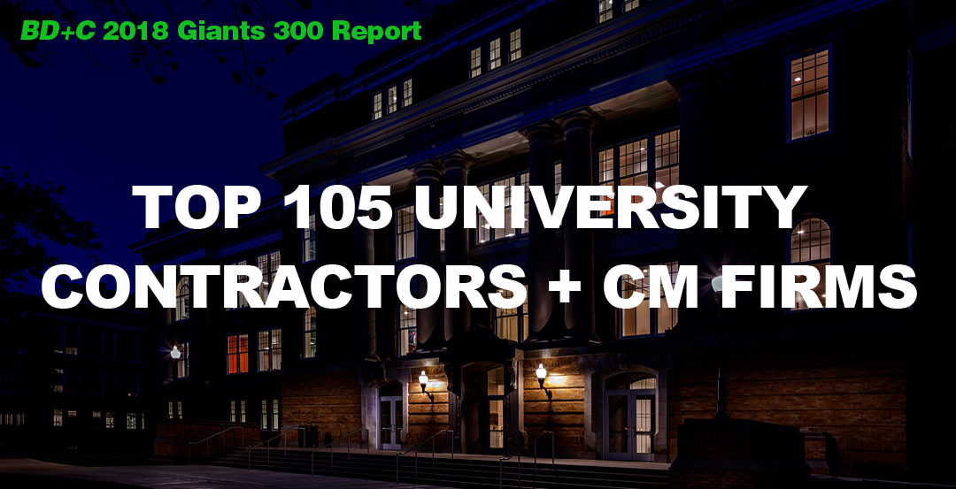 Top 105 University Contractors + CM Firms [2018 Giants 300 Report]
