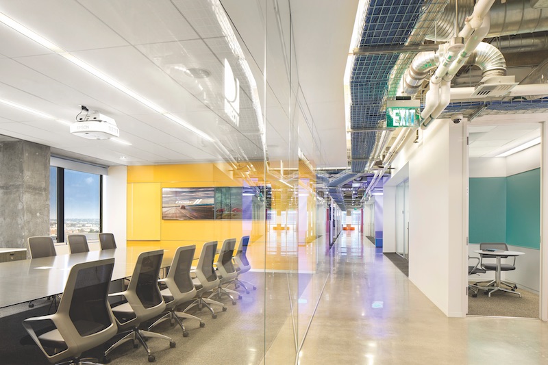 DirectTV’s 680,000-sf campus in El Segundo, Calif., is divided into four buildings and 37 floors. To create a high-energy work environment for the interior office design, AECOM interviewed 42 departments and 1,300-plus managers and employees about their work process. 