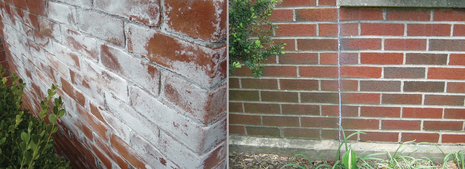 Common brick masonry problems include efflorescence and insufficient expansion joint width