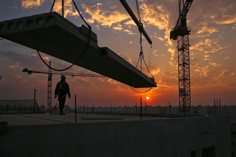 Construction at sunset