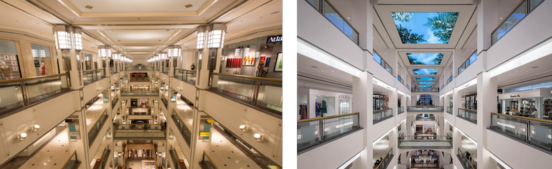 900 North Michigan Shops before and after the renovation