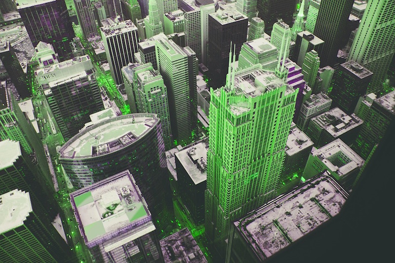 A city highlighted in green