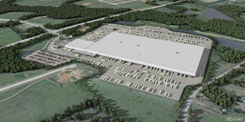 Aerial rendering of the new Dollar General distribution center designed by Leo A Daly