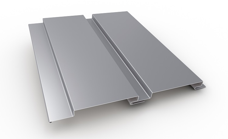 PAC-CLAD Reveal metal wall panel system in Slate Gray finished aluminum