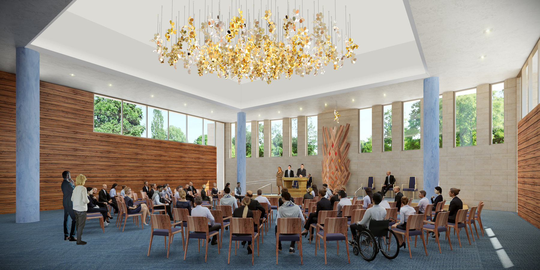 Rendering of Scarsdale Temples Tremont and Emanu-el in New York. Image: JZA+D