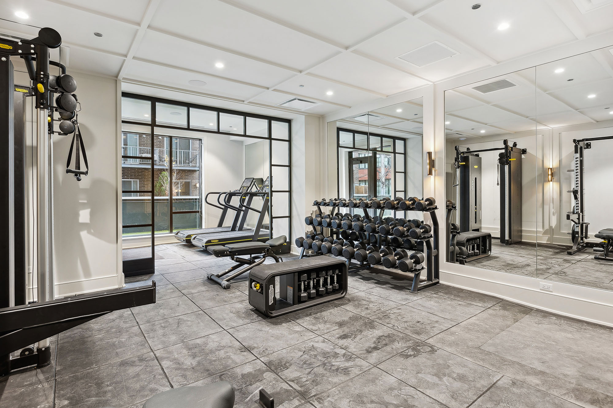 Fitness room in luxury condo building