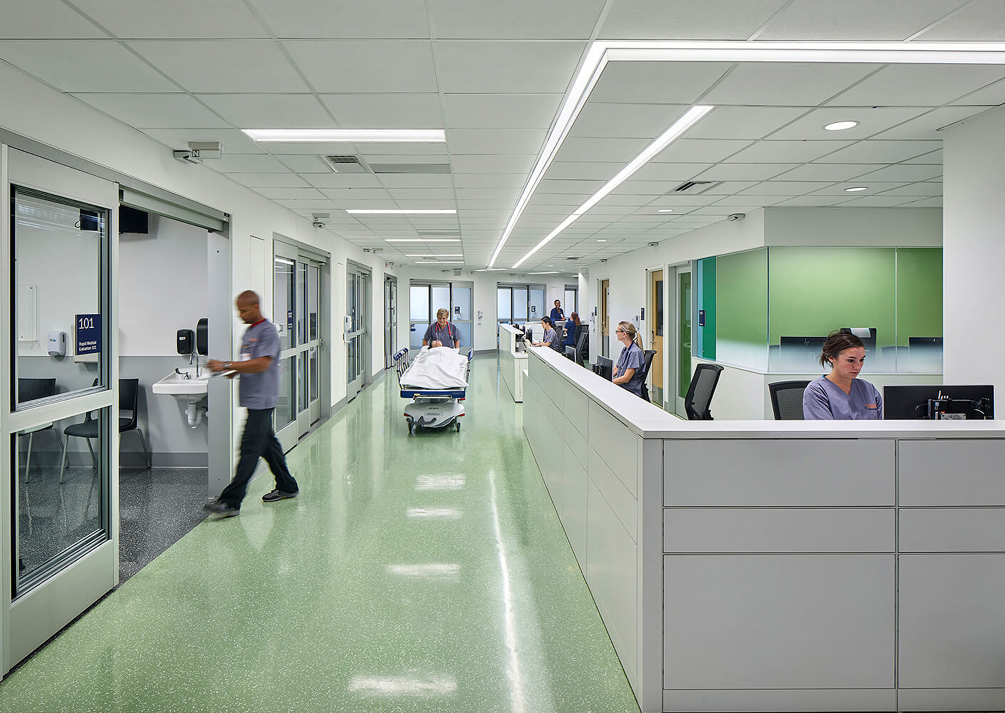 Interior hospital corridor