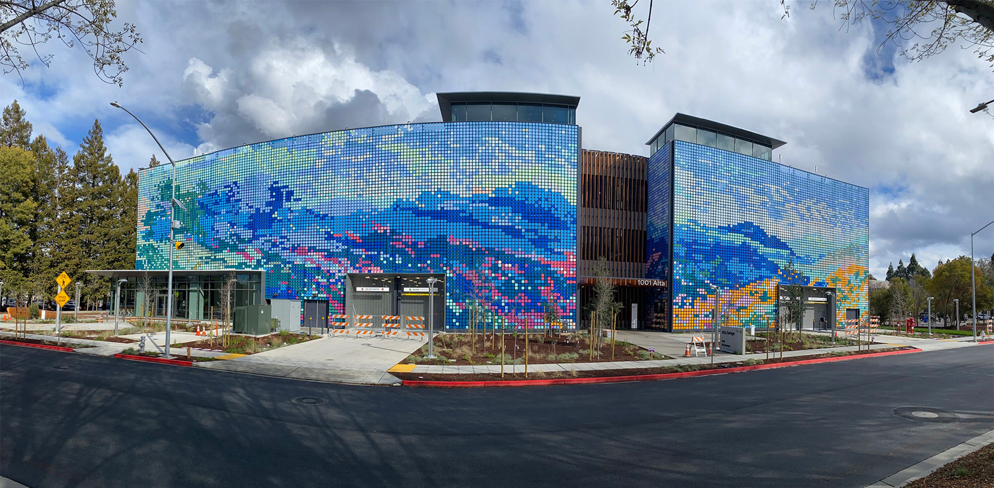 Moving mural parking garage in California
