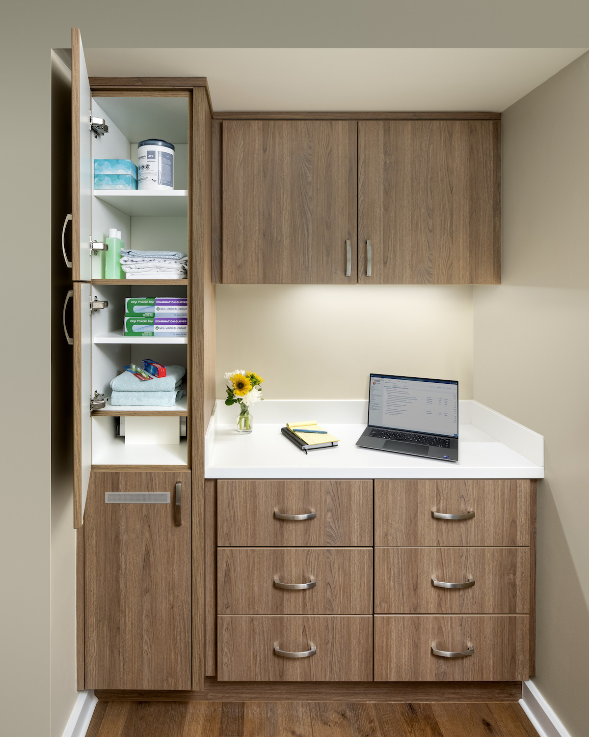 Pass-through cabinet at Forest at Duke, nurse side