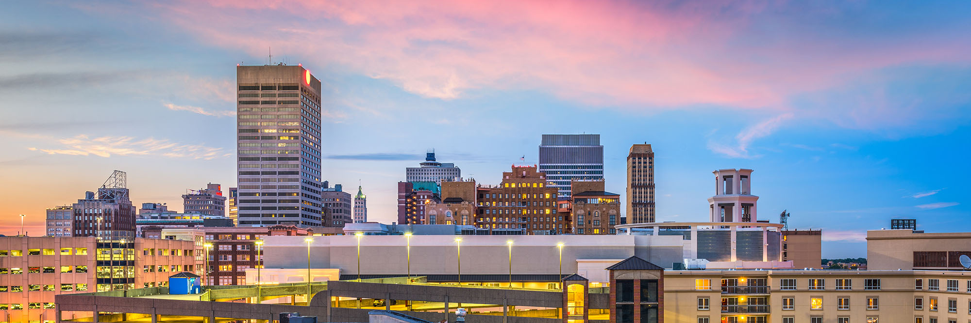 Memphis, Tennessee, USA skyline over Beale Street