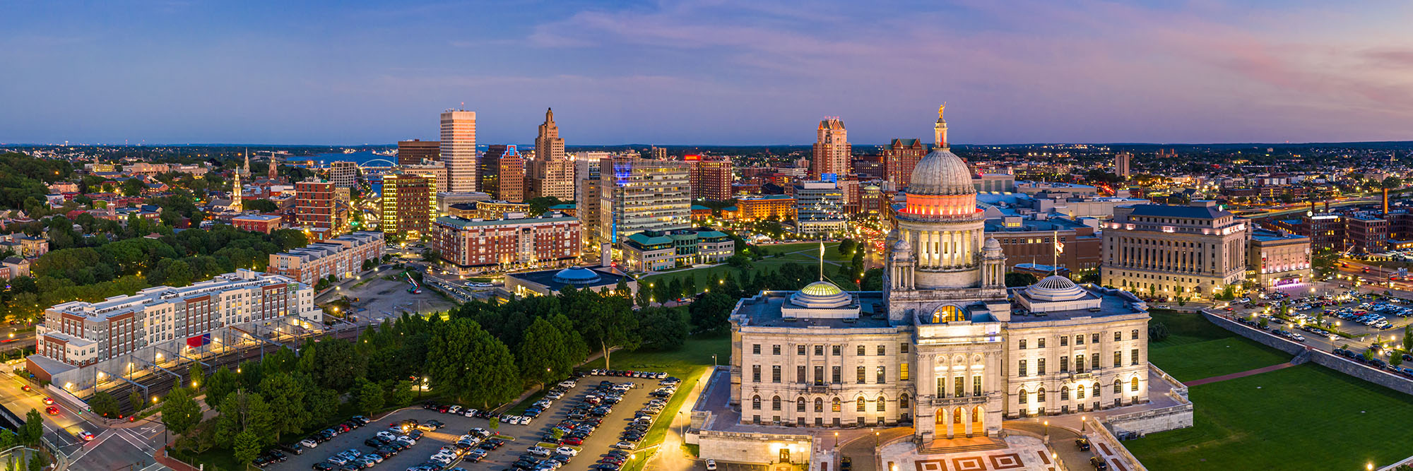 Aerial Providence, Rhode Island capitol building