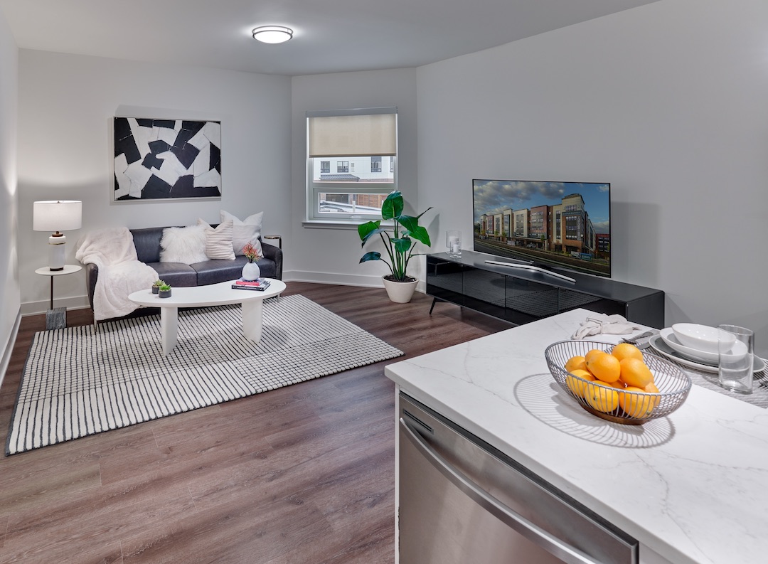 Living room at Avenue & Green, Prism Capital Partners