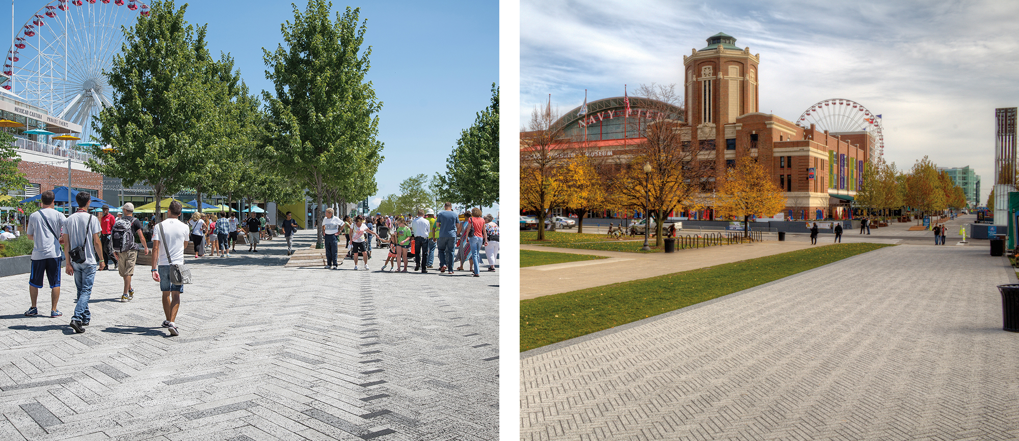 Pavers and permeable pavers covering a significant portion of Chicago’s Navy Pier helped the project earn SITES certification, as the pavers were such a large part of the overall renovation project.
