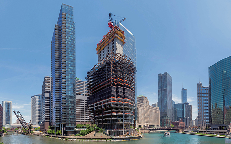 PERI's customized formwork solutions were an integral part of erecting Salesforce Tower along Chicago's riverfront.