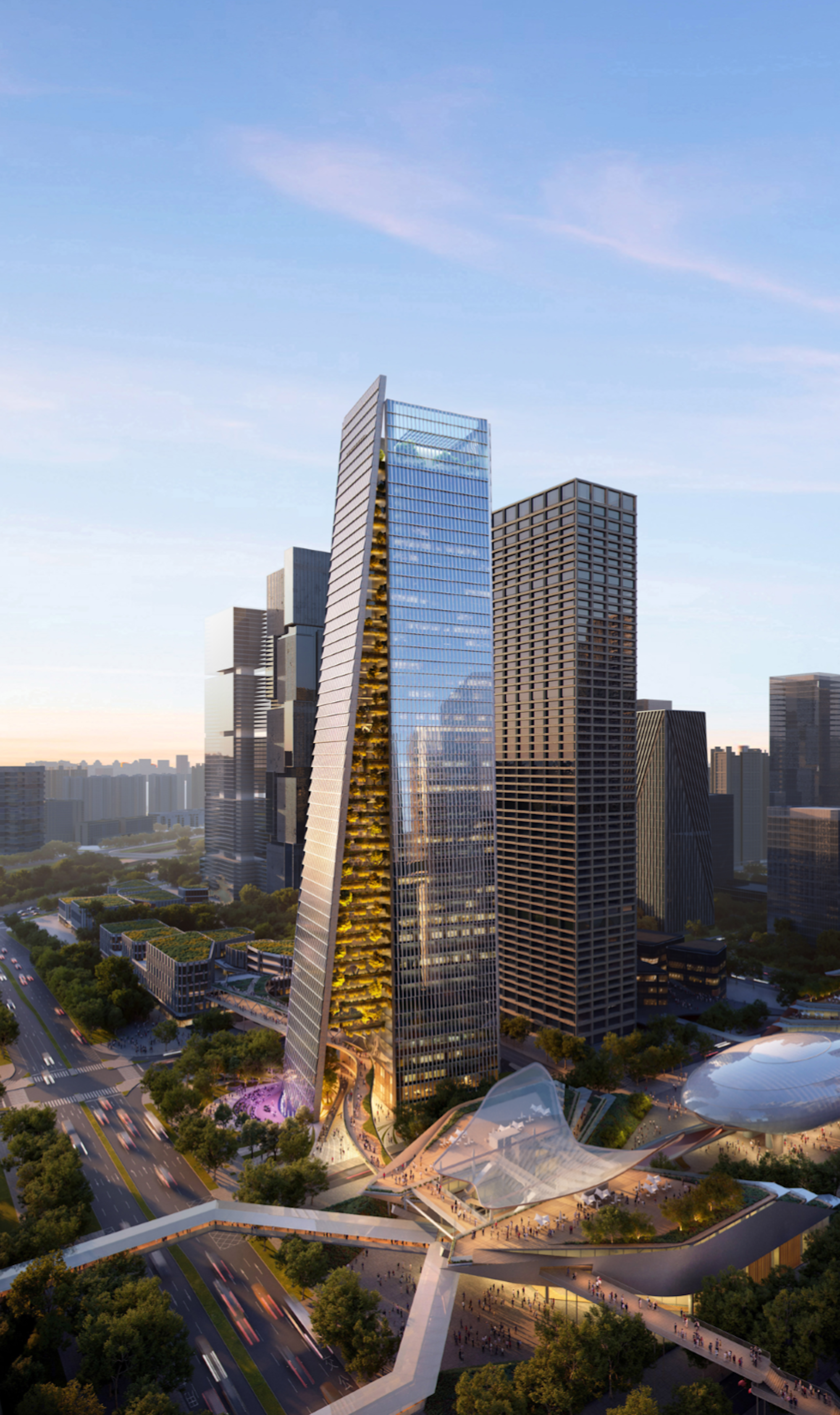Qianhai Prisma Towers by BIG Bjarke Ingels Group Rendering Atchain 4