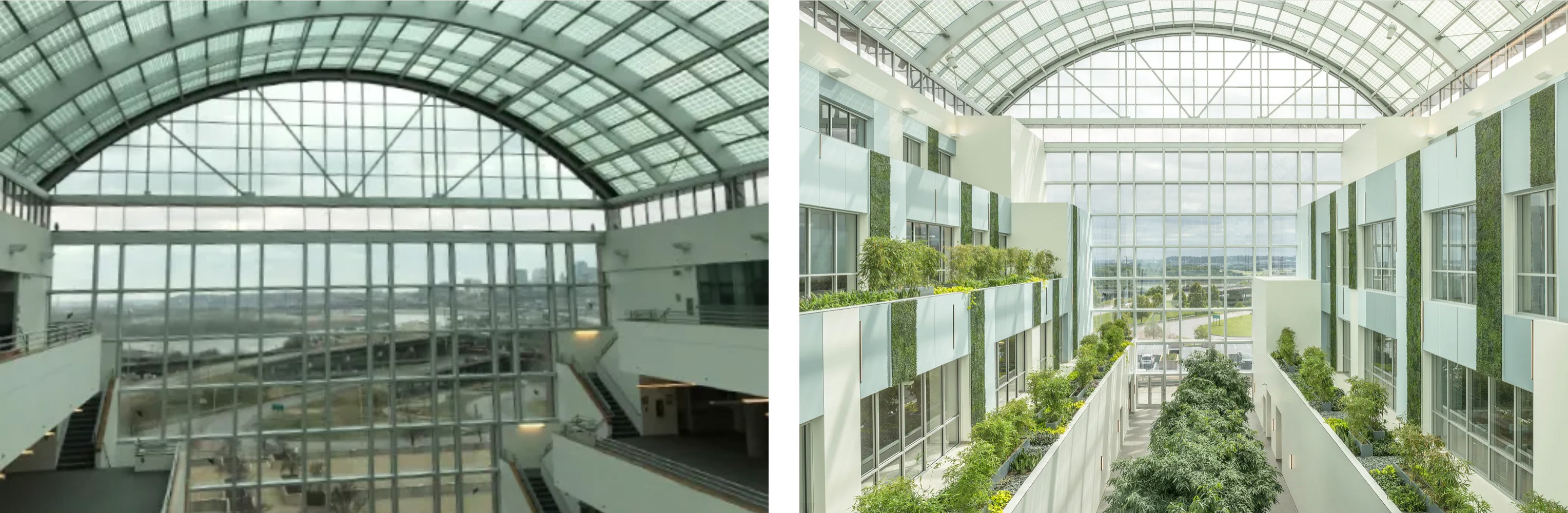 Before and after of university building interior