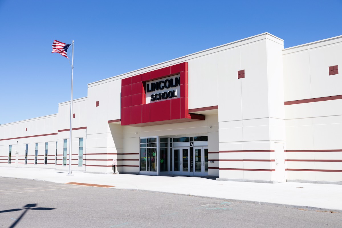 Completed reconstruction of Target store yields Lincoln School.