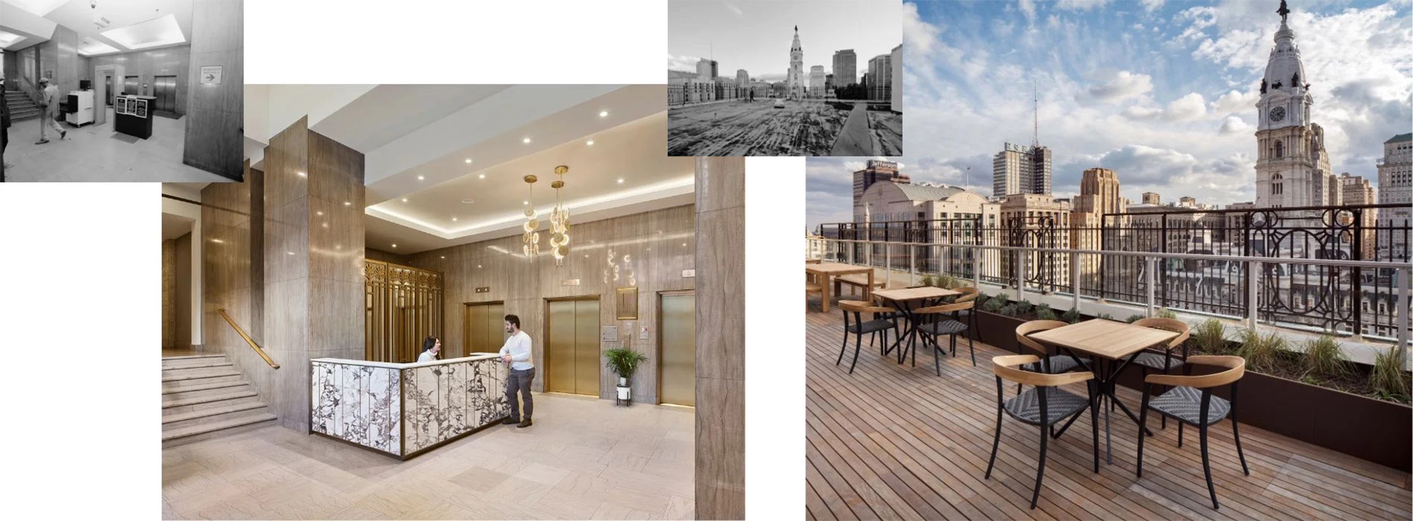 One City rooftop and lobby before and after