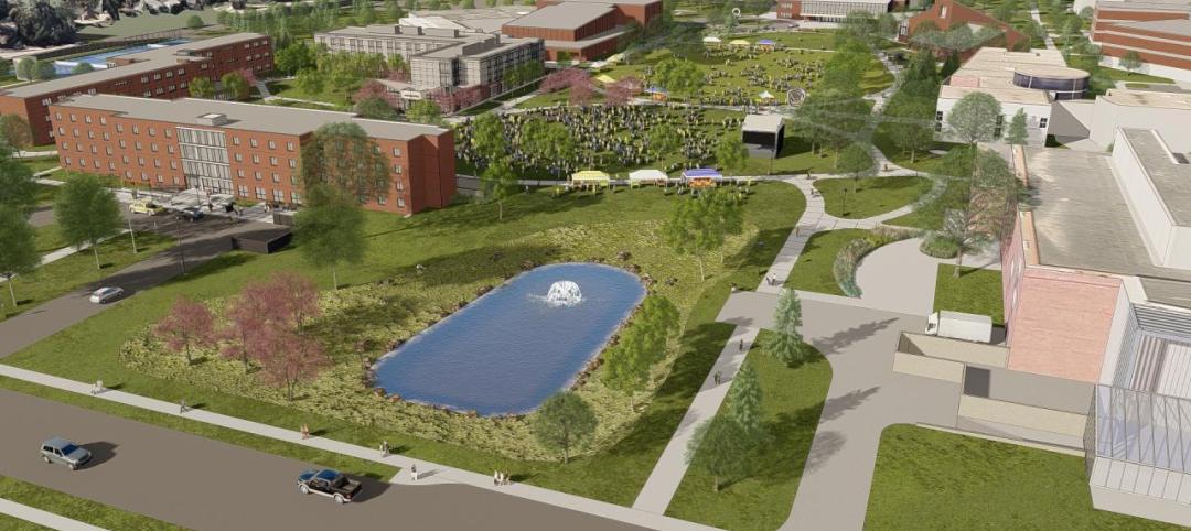 Rendering of renovated campus green at Augustana University.