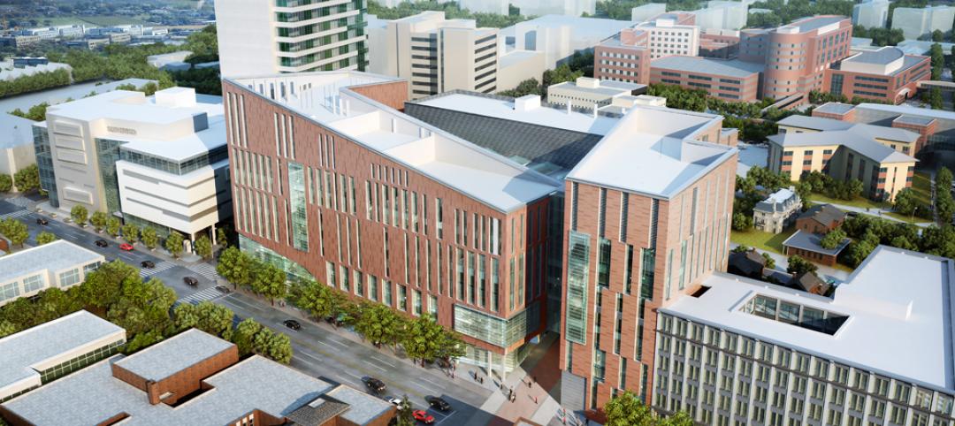 A view of the new medical school from Main Street (Rendering by HOK)