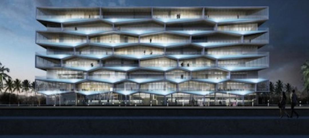 The Honeycomb building will overlook the marina on one side and a plaza on the o