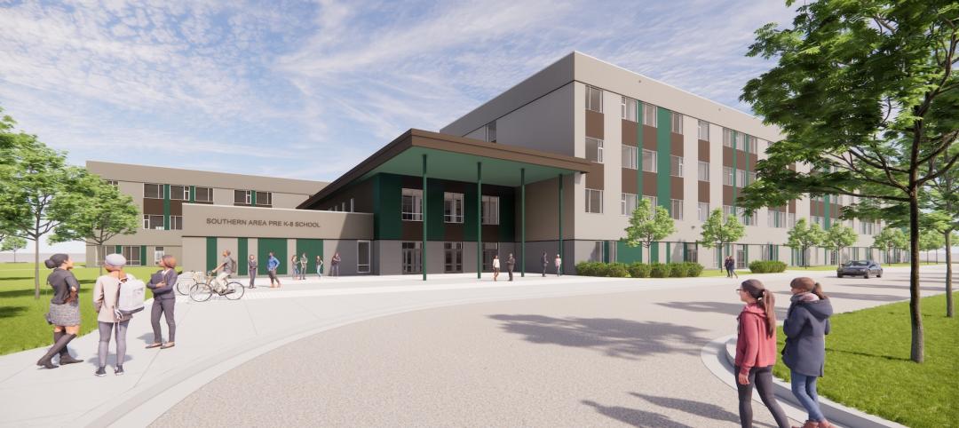 A rendering of the Colin Powell K-8 Academy, one of six schools built under the Blueprint P3.