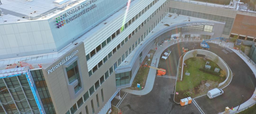 The eight-story Petrocelli Surgical Pavilion is attached to North Shore University hospital.