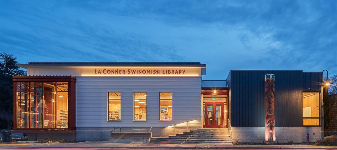 La Conner Regional Library exterior with cross laminated timber
